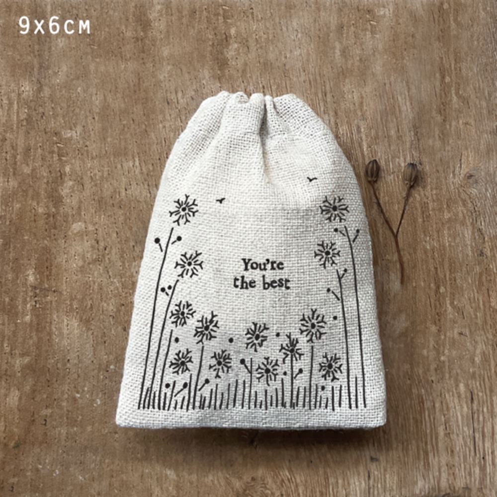 east-of-india-small-rustic-drawstring-cotton-gift-bag-you-re-the-best|1685|Luck and Luck| 1