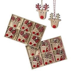 wooden-reindeer-christmas-tree-hanging-decorations-x-12|HHH050|Luck and Luck| 1