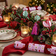Yvonne Ellen Pink Swan Christmas Crackers Pink Festive Party Tableware Set of 6