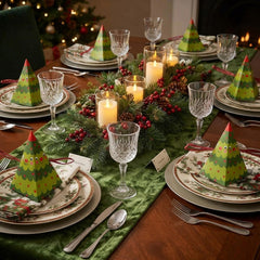 Green Triangular Tree Christmas Crackers Set of 6 Novelty Festive Tableware