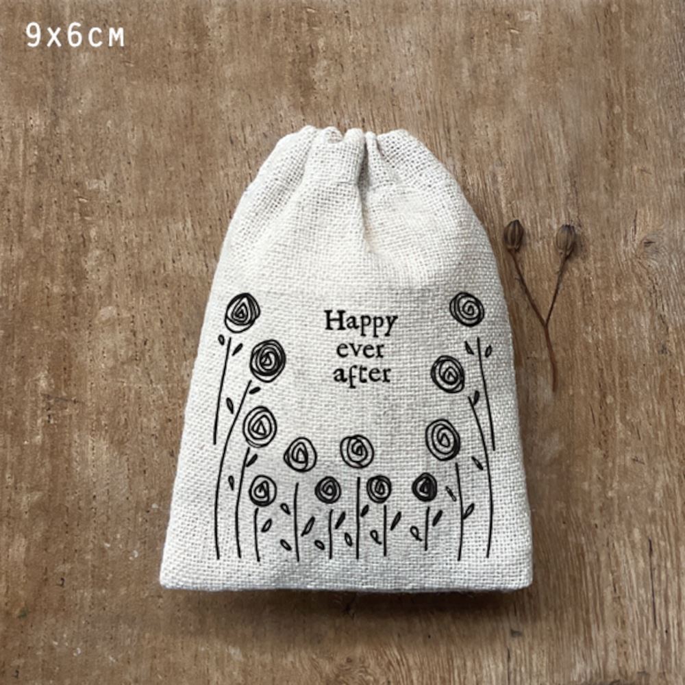 east-of-india-small-cotton-wedding-gift-bag-happy-ever-after|1688|Luck and Luck| 1