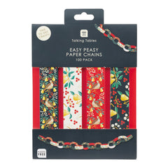 Partridge Christmas Paper Chains Blue Red Festive Craft Party Decorations Set of 100