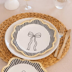 Black White Gold Party Plates 23cm – Pack of 8 Birthday Tableware