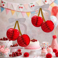 Rococo Cherries Paper Honeycomb Party Decorations (Pack of 2, 30 cm)