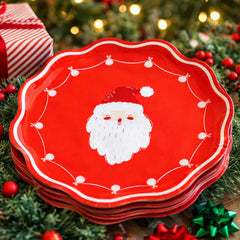 Santa Claus Christmas Paper Plates Red Festive Party Tableware Decor Set of 8