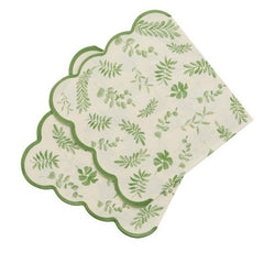 Botanical Paper Napkins Green White Party Tableware (Pack of 16, 16.5cm)