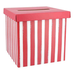 Red & White Paper Birthday Card Box for Cards and Messages (20 cm)