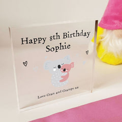 personalised-birthday-acrylic-block-with-koala-name-and-age-gift|LLUVABBDAYD2|Luck and Luck| 1