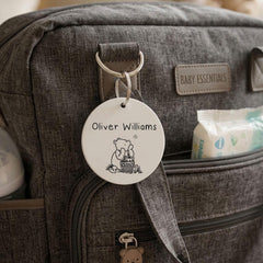 Personalised Winnie The Pooh Acrylic Bag Name Tag - Nursery & Preschool Keyring