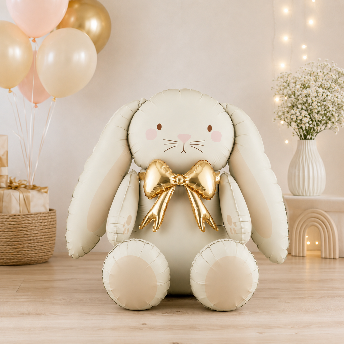 Bunny Foil Balloon Cream Gold Birthday Party Decor And Styling (74 x 84 cm)