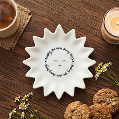 White Porcelain Sun Coaster Sending Warm Sunny Hugs Modern Contemporary Home Gift