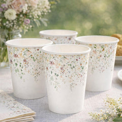 Santex Floral Paper Party Cup Disposable ( 27 cl), Wedding Birthday - Pack of 6