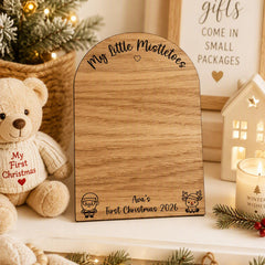Personalised Baby First Christmas Mistletoe Wooden Sign Custom Name Keepsake Gift