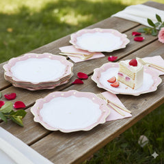 Pink Gold Heart Paper Plates Pack of 8 – Birthday Party Tableware