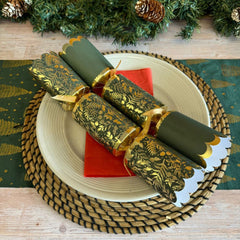 8-green-forest-christmas-crackers-premium-green-gold-woodland-print|XM6794|Luck and Luck| 1