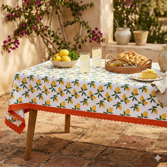 Santex Yellow Lemon and White Summer Party Tablecloth, 145 x 240 cm