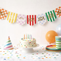 Playful Brights Lets Party Card Flag Bunting For Birthday Wall Decor (200 cm)