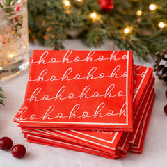Hohoho Christmas Paper Cocktail Napkins Red Festive Party Tableware Set of 20