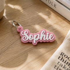 Personalised Name Acrylic Keyring Custom Colour Modern Keepsake Gift Accessory