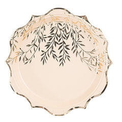 Blush Gold Paper Plates 23cm Elegant Wedding Tableware Pack of 8