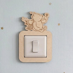 Winnie the Pooh and Piglet Wooden Light Switch Surround Nursery Decor 20 cm