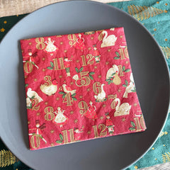 12 Days Christmas Paper Napkins for Cheerful Festive Holiday Table Decor Styling