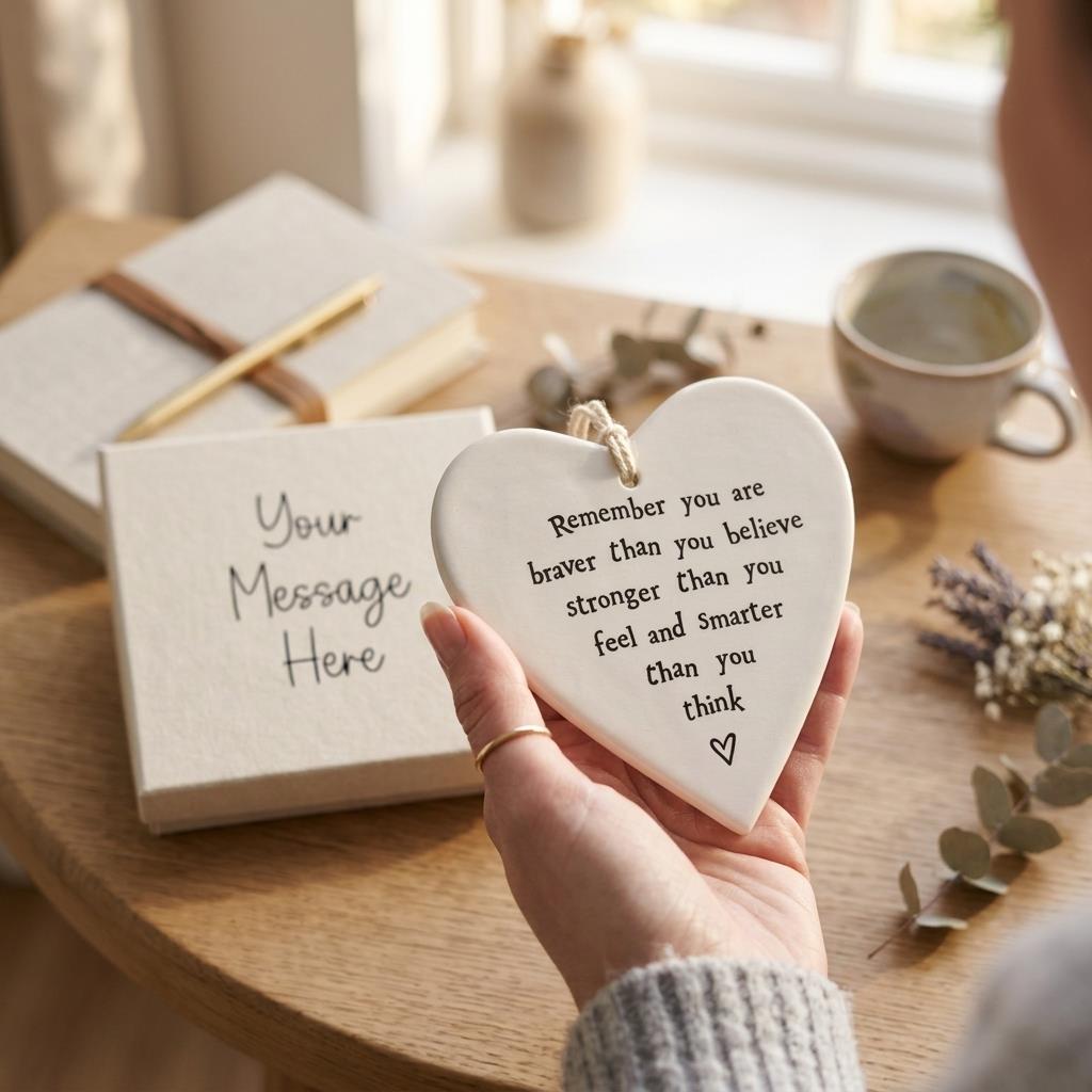 Remember You Are Braver Porcelain Heart Presented in Personalised Gift Box