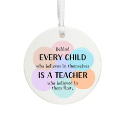 Personalised Thank You Teacher Porcelain Hanging Bauble Gift 7 cm