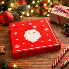 Santa Claus Christmas Paper Napkins Red Cream 3-Ply Festive Party Tableware Set of 16