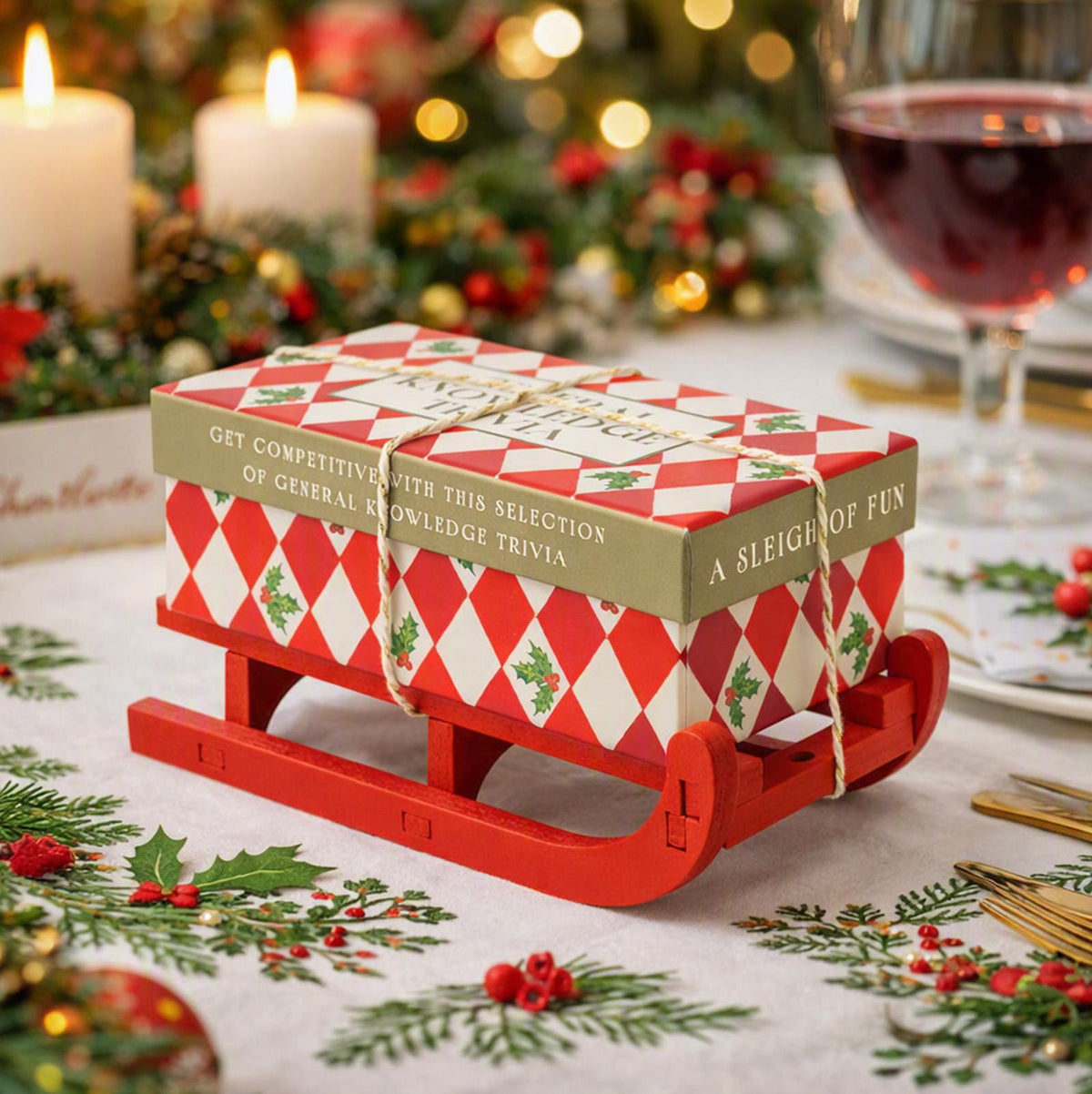 General Knowledge Trivia Mini Sleigh Christmas Party Game Red Green Festive Entertainment