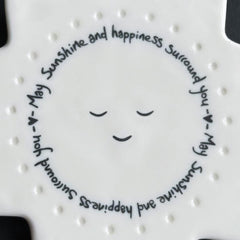 White Porcelain Sun Coaster May Sunshine and Happiness Modern Contemporary Home Gift