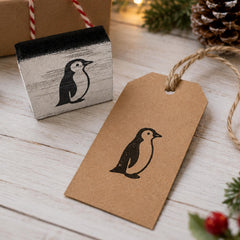 Penguin Rubber Stamp for Christmas Cards, Gift Wrap and Festive Craft Projects