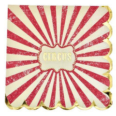 Vintage Circus 3 Ply Paper Napkins for Birthday Party Tables (Pack of 16, 33 cm Unfolded)