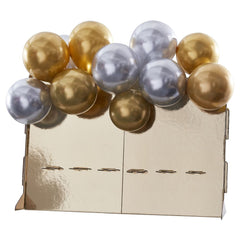 Gold Christmas Drinks Stand with Gold and Silver Balloons for Festive Parties