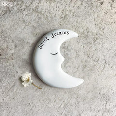 Mini Porcelain Moon Token with Sweet Dreams Message, White Keepsake Gift Idea