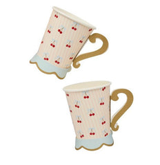 Rococo Cherries 3D Birthday Party Paper Cups (Pack of 8, 8 cm)