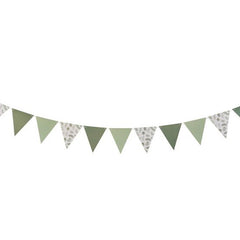 Botanical Flag Garland for Green Birthday Party Decor and Hanging Displays, 2.5 m
