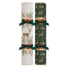 Deluxe Green Deer Christmas Table Crackers Festive Party Tableware Set of 6