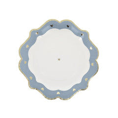 Blue Gold Heart Paper Plates Pack of 8 – 23cm Birthday Party Tableware