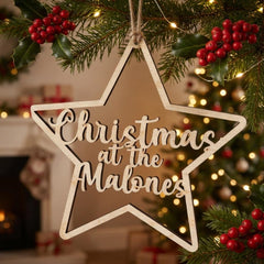 Personalised Wooden Star Christmas Decoration with Name for Festive Home Styling