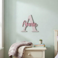Personalised Initial Name Wooden Wall Sign Custom Nursery Bedroom Home Decoration