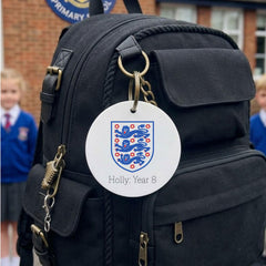 Personalised England Football Bag Charm - Custom Name Soccer Fan Gift for Kids Keyring