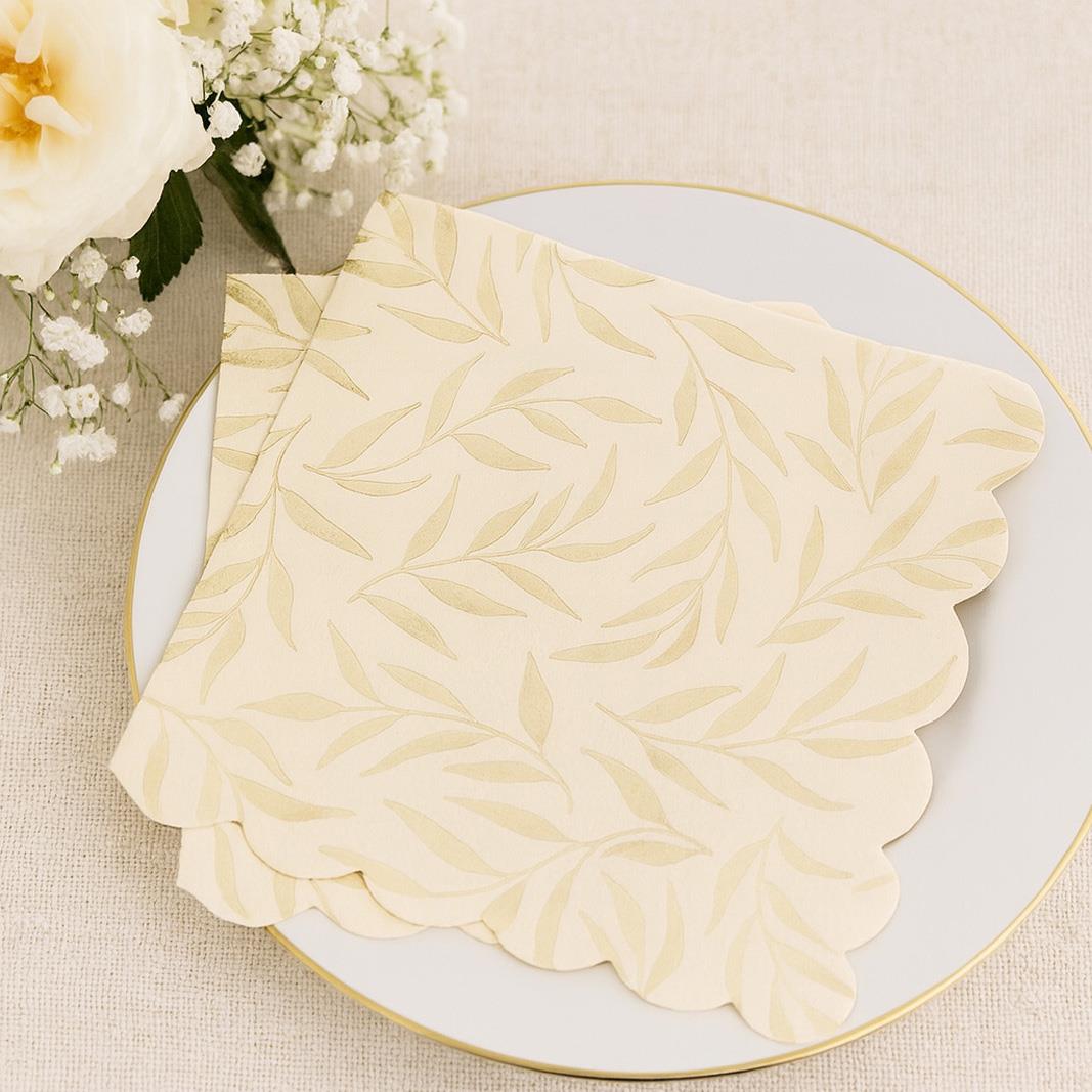 Blush Gold Cocktail Napkins 20 Pack Elegant Wedding Party Tableware