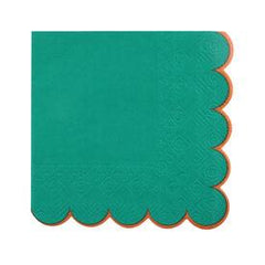 Santex Green Cocktail Napkins with Gold Scalloped Edge 12 Pack, 13 cm