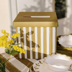 Green & White Paper Birthday Card Box for Collecting Cards and Messages (20 cm)