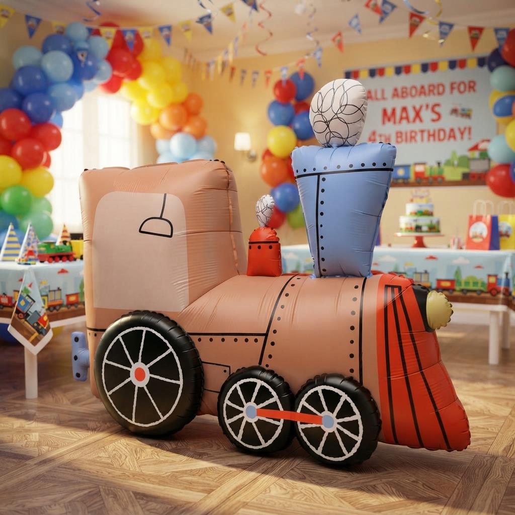 Standing Train Foil Balloon for Playful Train Birthday Party Decorations and Decor