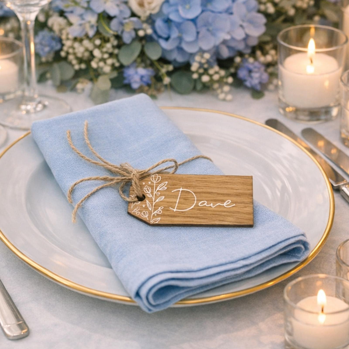 Luck and Luck Personalised Wooden Floral Place Name Table Settings