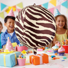 Zebra Print Foil Balloon Kids Party Decoration Brown White 75cm