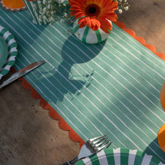 Santex Green Striped Party Table Runner Fabric x 2.5m, 28 x 250 cm