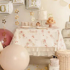 PartyDeco Childrens Mice Design Paper Tablecloth, Birthday, Ivory